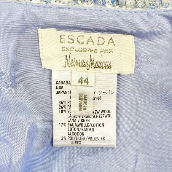 Escada Women's Tweed Wool Blend Pencil Skirt 44 14 XL Periwinkle Blue - Picture 3 of 12